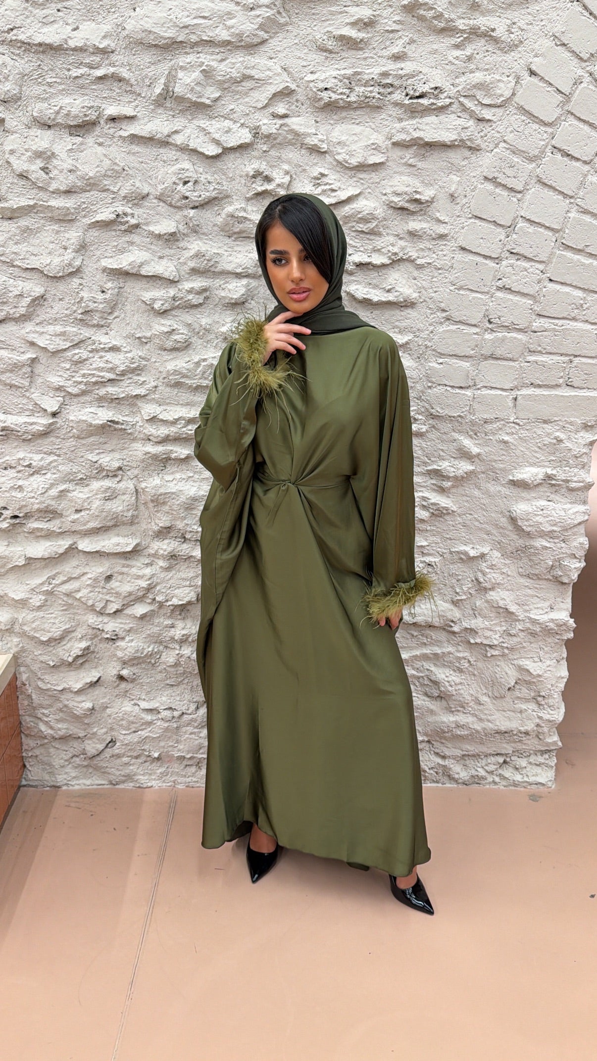 ABAYA PLUME KAKI