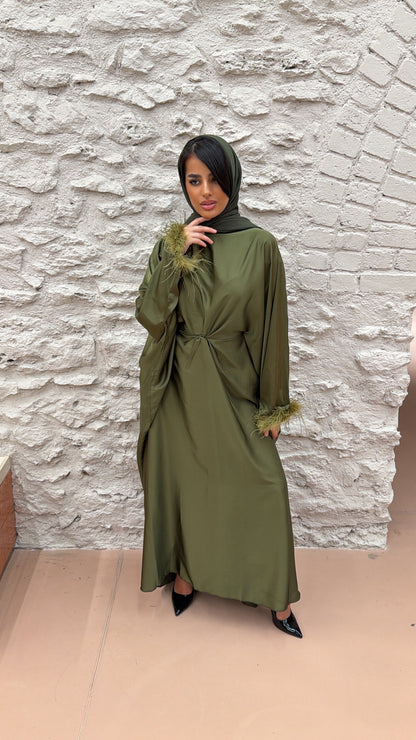 ABAYA PLUME KAKI