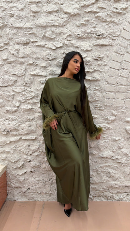 ABAYA PLUME KAKI