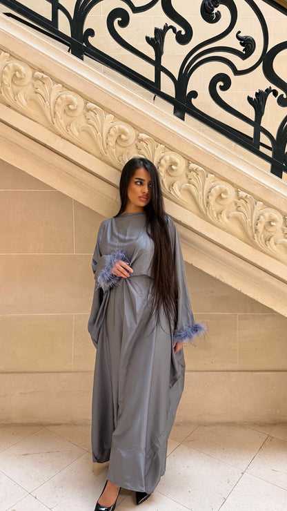 ABAYA PLUME GRISE