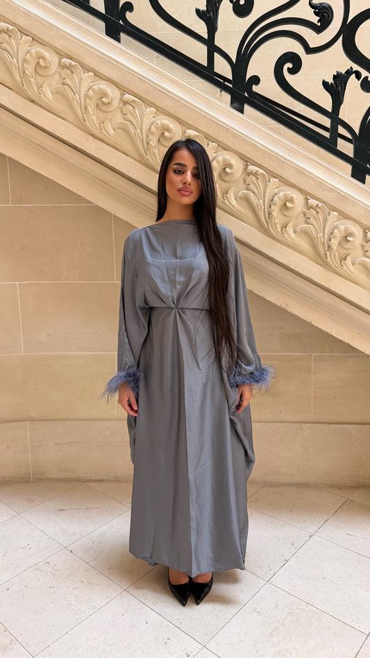 ABAYA PLUME GRISE