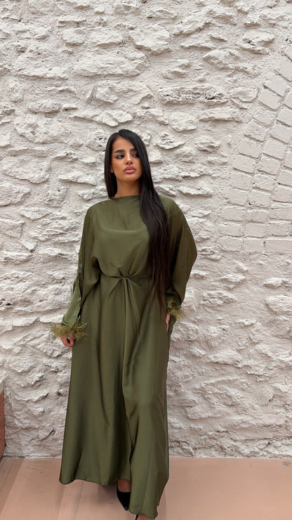 ABAYA PLUME KAKI