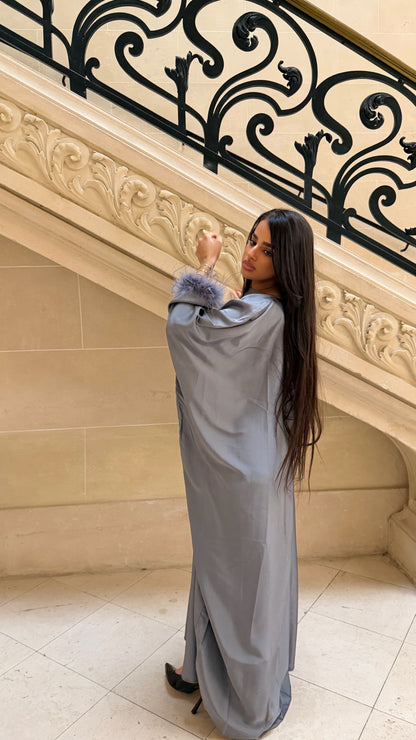 ABAYA PLUME GRISE