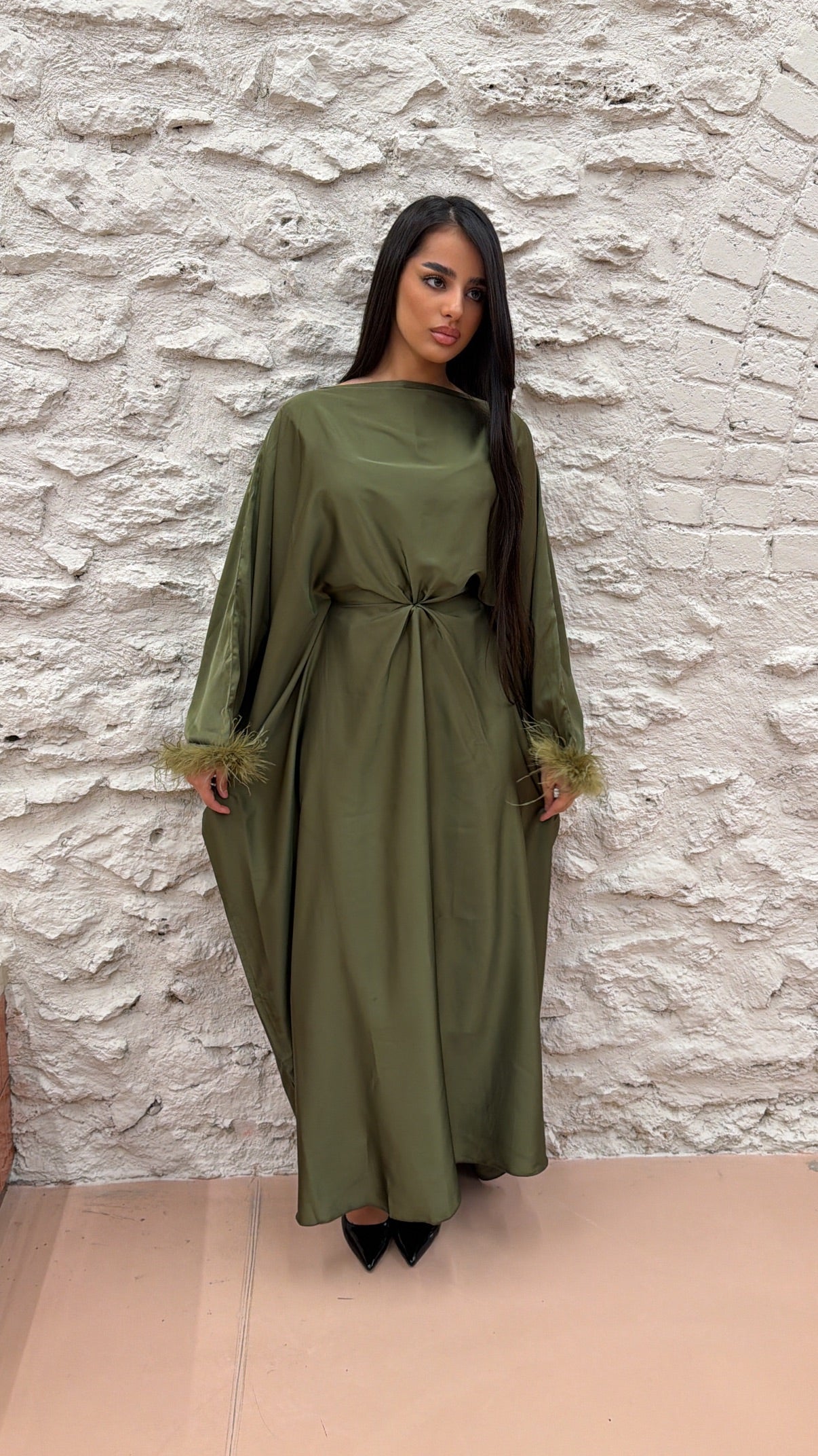 ABAYA PLUME KAKI
